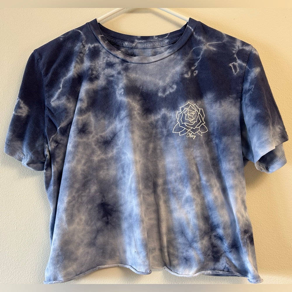 Obey Blue Rose Logo Tie-Dye Women's Crop Top